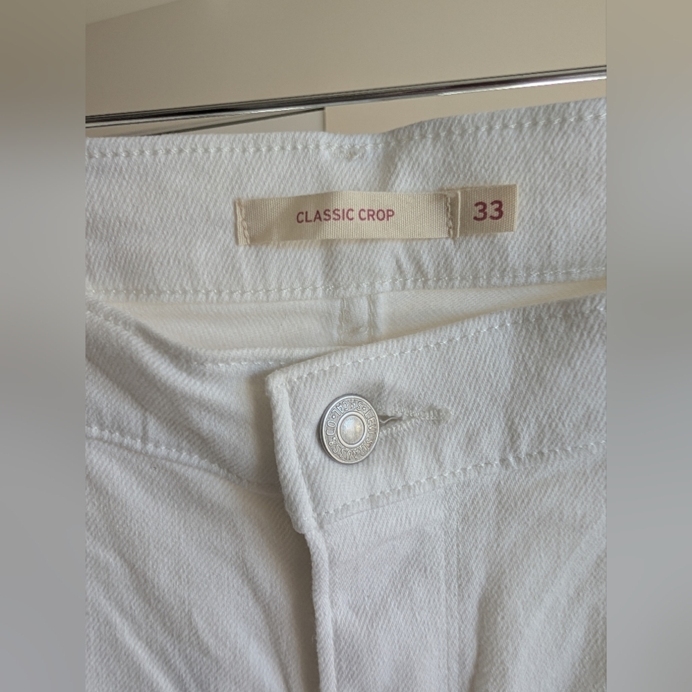 Levi's Classic Crop White Denim Jeans Size 16 W 33 - Picture 2 of 11
